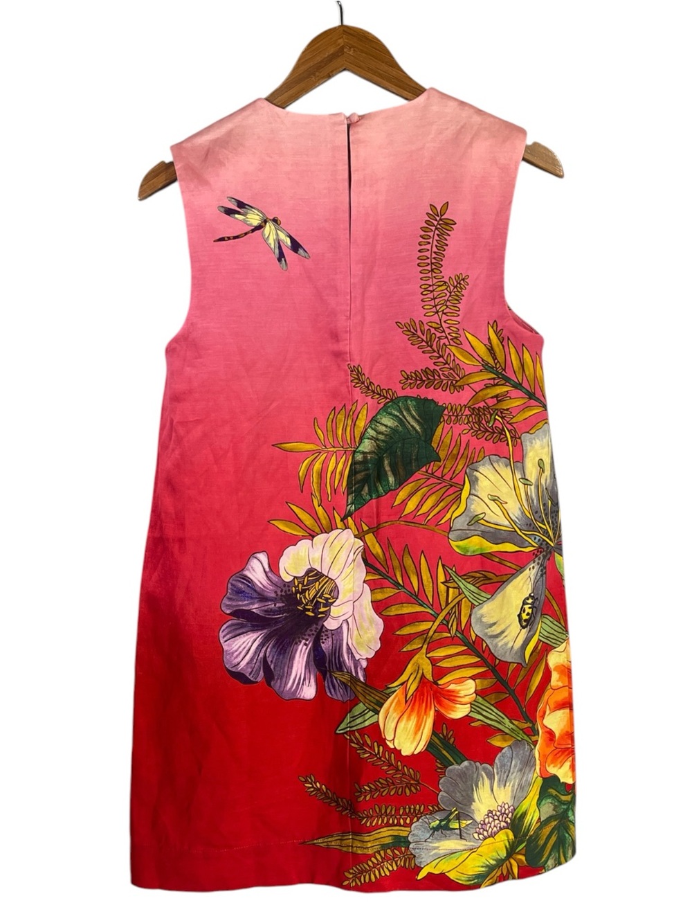 Alémais Inez shift dress pink and red ombre background with a floral print SZ 4 - Picture 10 of 12